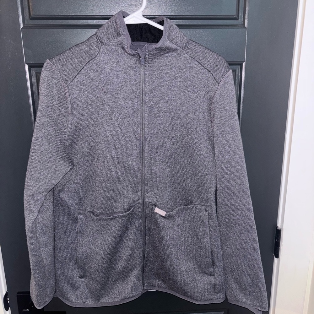 Figs Heathered Dark Charcoal Sweater Knit on shift Jacket